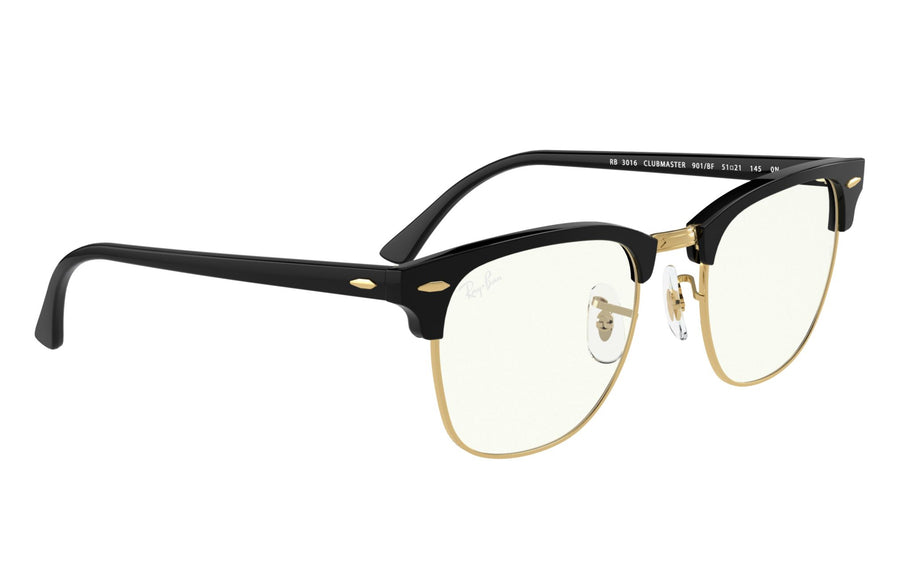Clubmaster Blue-Light Clear RB3016 – Black / Clear Blue