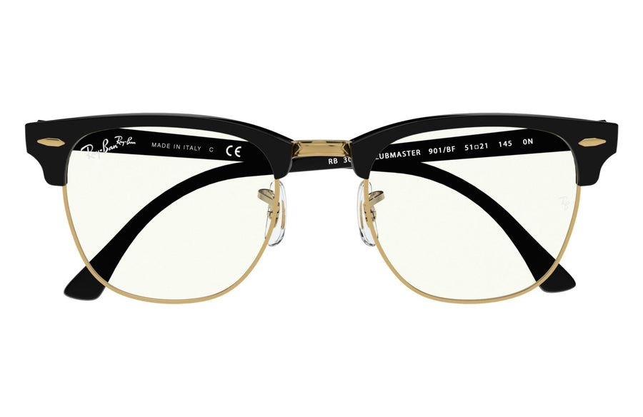 Clubmaster Blue-Light Clear RB3016 – Black / Clear Blue