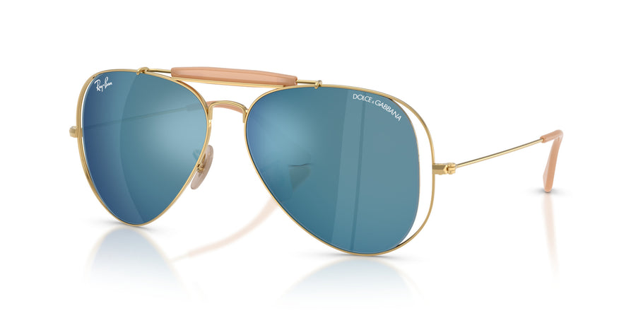 Metal Unisex Sunglass RB3029M – Gold / Dark Blue Mirror Blue