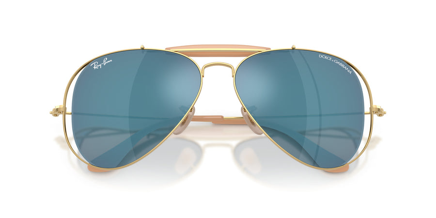 Metal Unisex Sunglass RB3029M – Gold / Dark Blue Mirror Blue