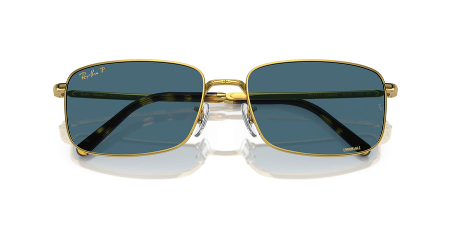 Metal Unisex Sunglass RB3717 – Gold / Polar Blue
