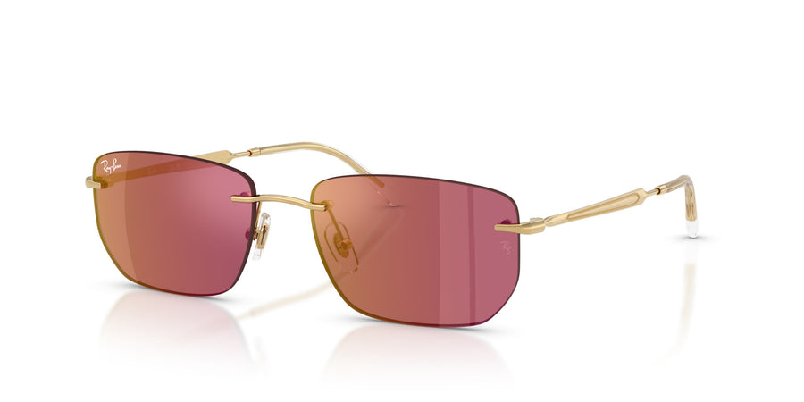 Metal Unisex Sunglass RB3768 – Gold / Dark Violet Mirror Red
