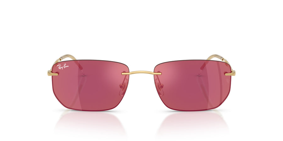 Metal Unisex Sunglass RB3768 – Gold / Dark Violet Mirror Red