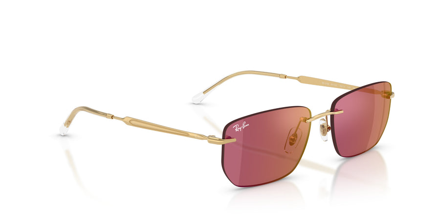 Metal Unisex Sunglass RB3768 – Gold / Dark Violet Mirror Red