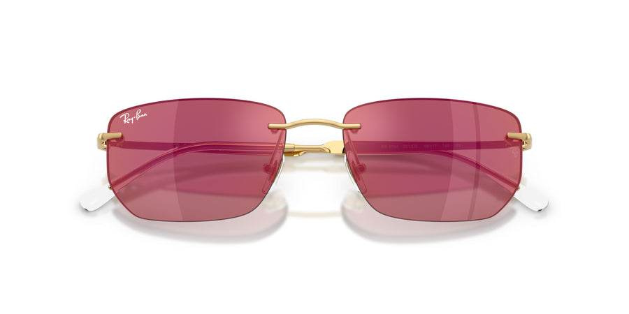 Metal Unisex Sunglass RB3768 – Gold / Dark Violet Mirror Red