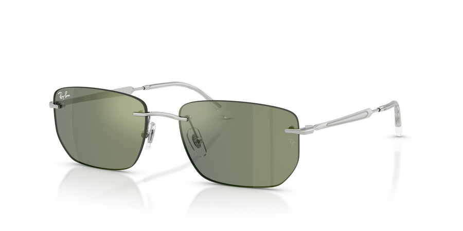 Metal Unisex Sunglass RB3768 – Silver / Green Mirror Green