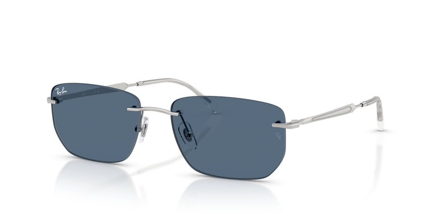 Metal Unisex Sunglass RB3768 – Silver / Dark Blue